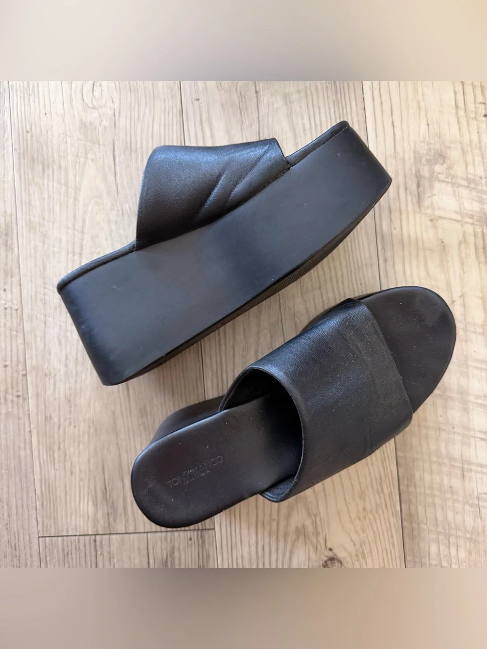 Tony Bianco black tegan platform in black sheep Nappa